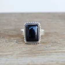 Black Onyx 925 Sterling Silver Ring Birthday Gifts For Her Jewelry R-1711