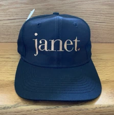 VINTAGE JANET JACKSON 1993 WORLD TOUR SNAPBACK HAT CAP BLACK GOLD EMBROIDERED