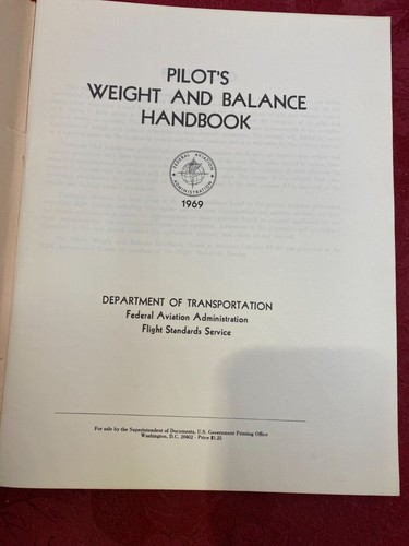 Manuale pesi e bilanciamento piloti vintage edizione 1969 - Foto 2 di 11