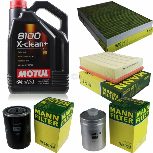 MANN-FILTER Inspektionspaket 5L Motul 5W-30 8100 X-Clean+ FüR Audi A6 1.8 T-image