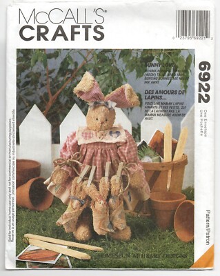 1994 UNCUT McCall's DOLL MAKING Craft Pattern 6922 SOFT DOLLS BUNNY & BABIES