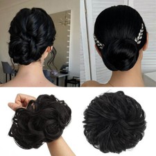 REAL Messy Bun Hair Piece Scrunchie Updo Remy Human Hair Extensions Wavy Natural