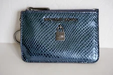 MICHAEL KORS SMALL TOP ZIP COINPOUCH WITH ID KEY RING CARD HOLDER MIDNIGHT NAVY