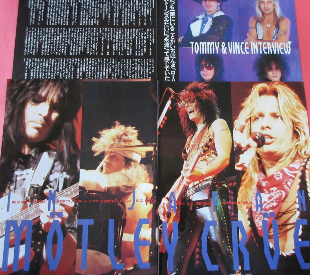 MOTLEY CRUE in JAPAN NIKKI SIXX TOMMY LEE VINCE NEIL 1988 CLIPPING PG 2F 6PAGE