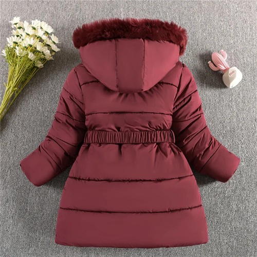 Winter Keep Warm Girls Jacket Detachable Plush Collar Hooded for Kids 4-10 Years - Picture 17 of 28