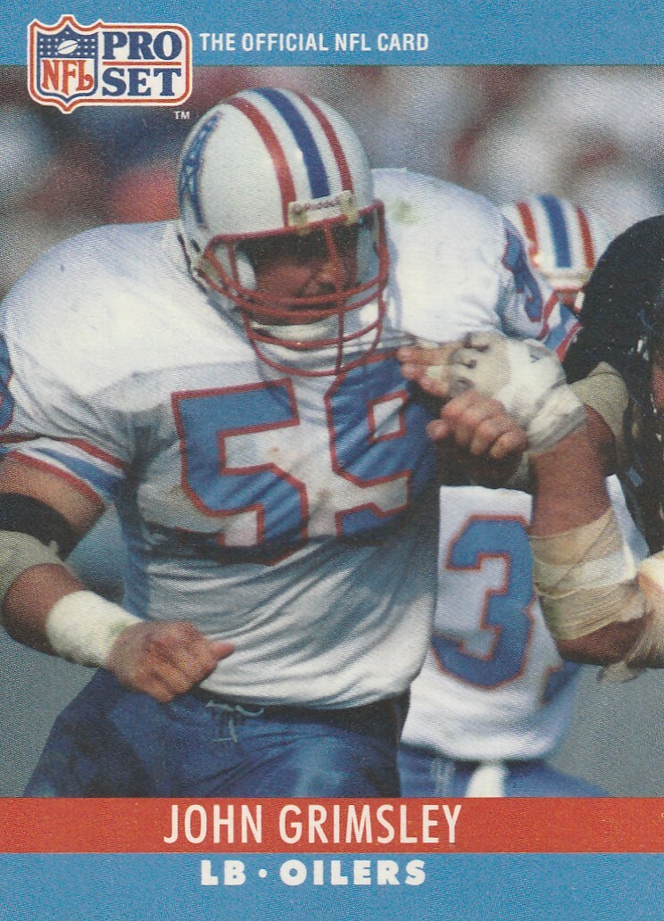 FREE SHIPPING-MINT-1990 Pro Set John Grimsley #120 OILERS PLUS BONUS CARDS