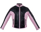Womens Pink And Black Leather Racer Motorcycle Jacket With Pockets FREE ...