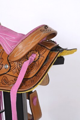 Selle noire premium Western Horse Pony à outils floraux de 8