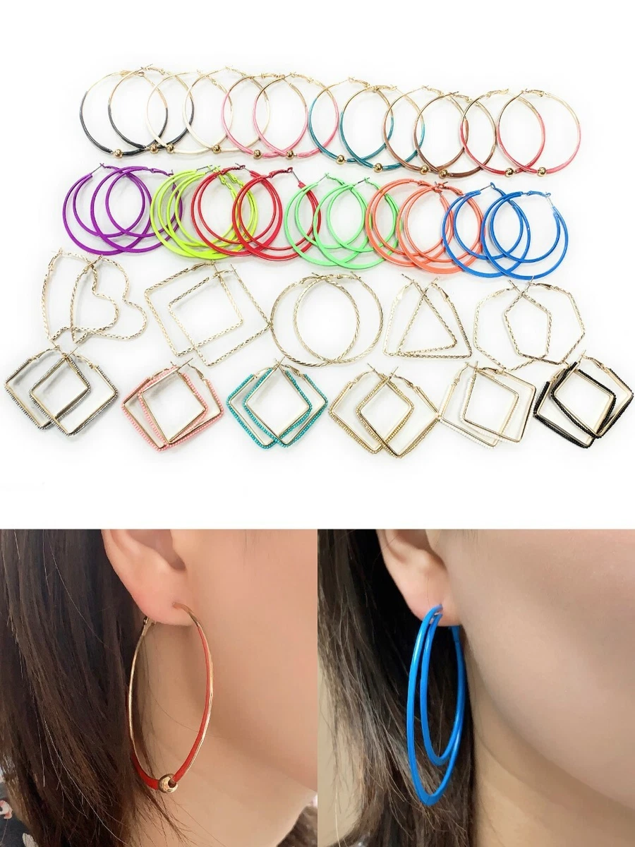 Large Funky Girls Women s Hoop Fashion Earrings Party Hoops Gift