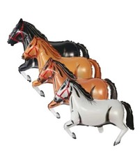 4pc Helium Balloon Large Brown White Black Tan Horses  Birthday Party New 