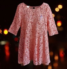 Free People Women's Lace Dress 3/4 Sleeves Light Salmon Size M