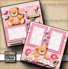 BABY GIRL 2 premade scrapbook pages paper piecing layout BY DIGISCRAP A0062