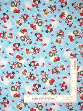 Christmas Frosty Friends Snowman Bird Fabric By the Yard / Cotton by QT Cardinal