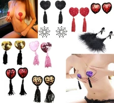 Breast Bra Nipple Cover Women's Lingerie Sequin Burlesque Heart Tassel Clip Gift