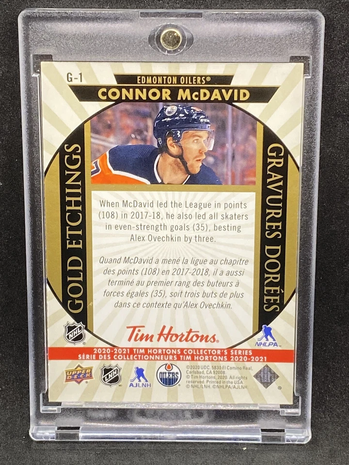Connor McDavid RARE GOLD REFRACTOR INVESTMENT CARD SSP UPPER DECK OILERS - Image 2 of 2