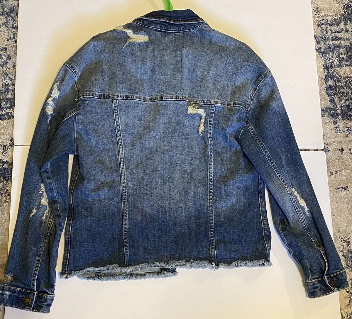 Hollister Denim Jean Jacket Distressed Raw Hem Women s Juniors