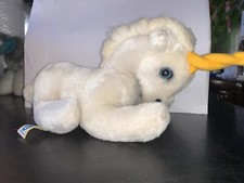 Vintage 1979 R Dakin White Unicorn 8  Plush Stuffed Unicorn Horse Plush