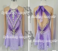 Ice Figure Skating Dress/Dance/Baton Twirling costume Outfit Custome purple