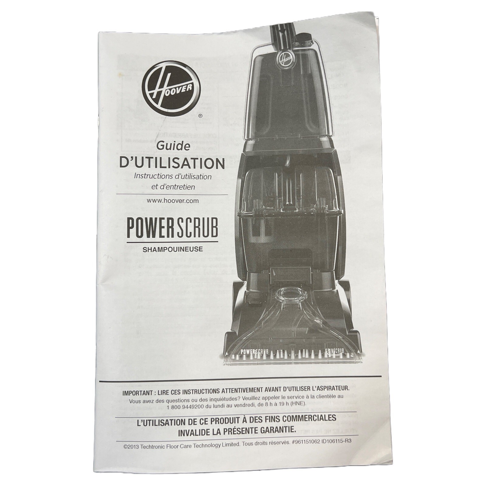 Hoover Power Scrub Spin Scrub50 Carpet Washer Cleaner Owner's Manual