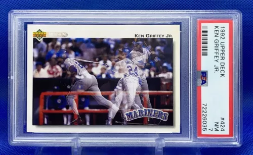 1992 Upper Deck KEN GRIFFEY JR. #424 Triple Image HOF Mariners PSA 7 Near Mint