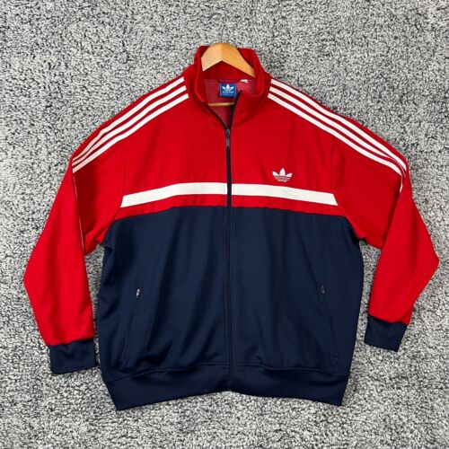 Vintage adidas Originals Track Jacket Mens 3XL XXXL Red Blue 3 Stripes Retro 90s - Picture 1 of 12