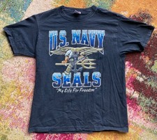 Vintage 90s US Navy Seals T Shirt Mens Size Large Black USA Made Eagle Propper