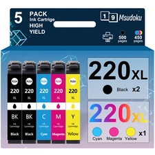 5-Pack T220XL 220XL Ink Cartridges For Epson WorkForce WF-2750 WF-2760 WF-2650