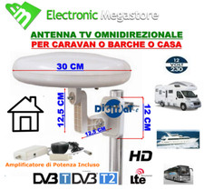 ANTENNA TV AMPLIFICATA OMNIDIREZIONALE CON TAGLIO LTE PER BALCONE CAMPER TIR DIG