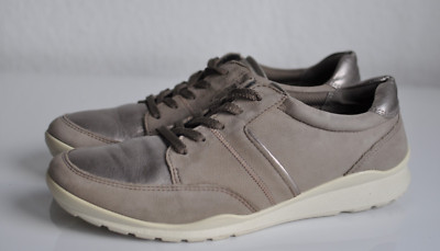 ECCO sneaker casual comfort shoes leather beige lace-ups removable footbed size 40