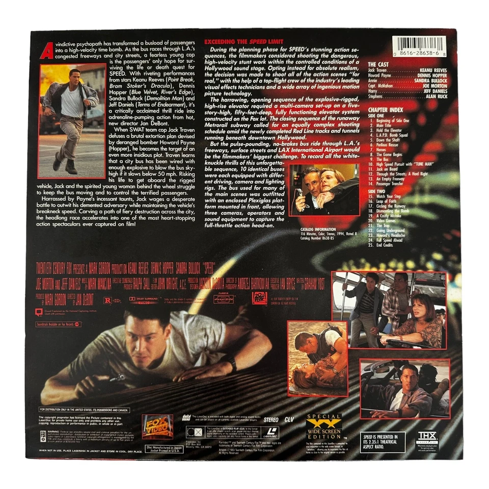 SPEED Special Widescreen Edition 12” Laserdisc THX EX/EX Free Shipping - Image 2 of 4