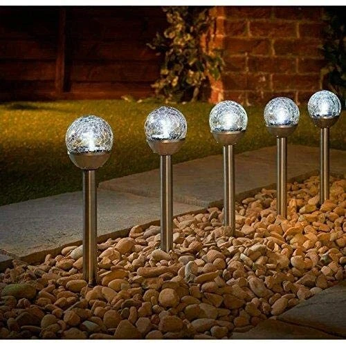 Silver solar sale path lights