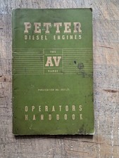 1952 Petter Diesel Engines AV1 & AV2 Series 11 Operators Handbook