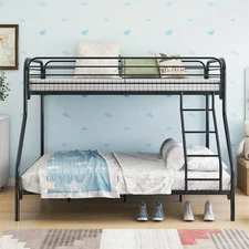 Heavy Duty Twin-Over-Full Metal Bunk Bed with Guardrail for Kids Bedroom