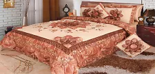 DaDa Bedding Embellished Puffy Floral Shiny Brown Bronze Comforter Bedspread Set