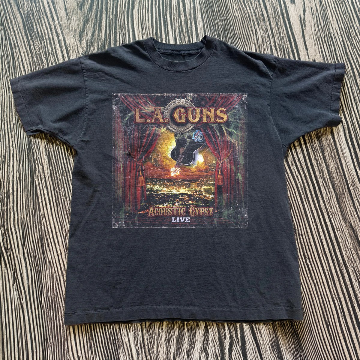 HOT LA Guns Acoustic Gypsy Live Unisex Black Tee Sizes S-5XL