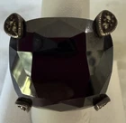 Vintage Large Faceted Dark Stone With Marcasites Sterling Silver Ring Size 8