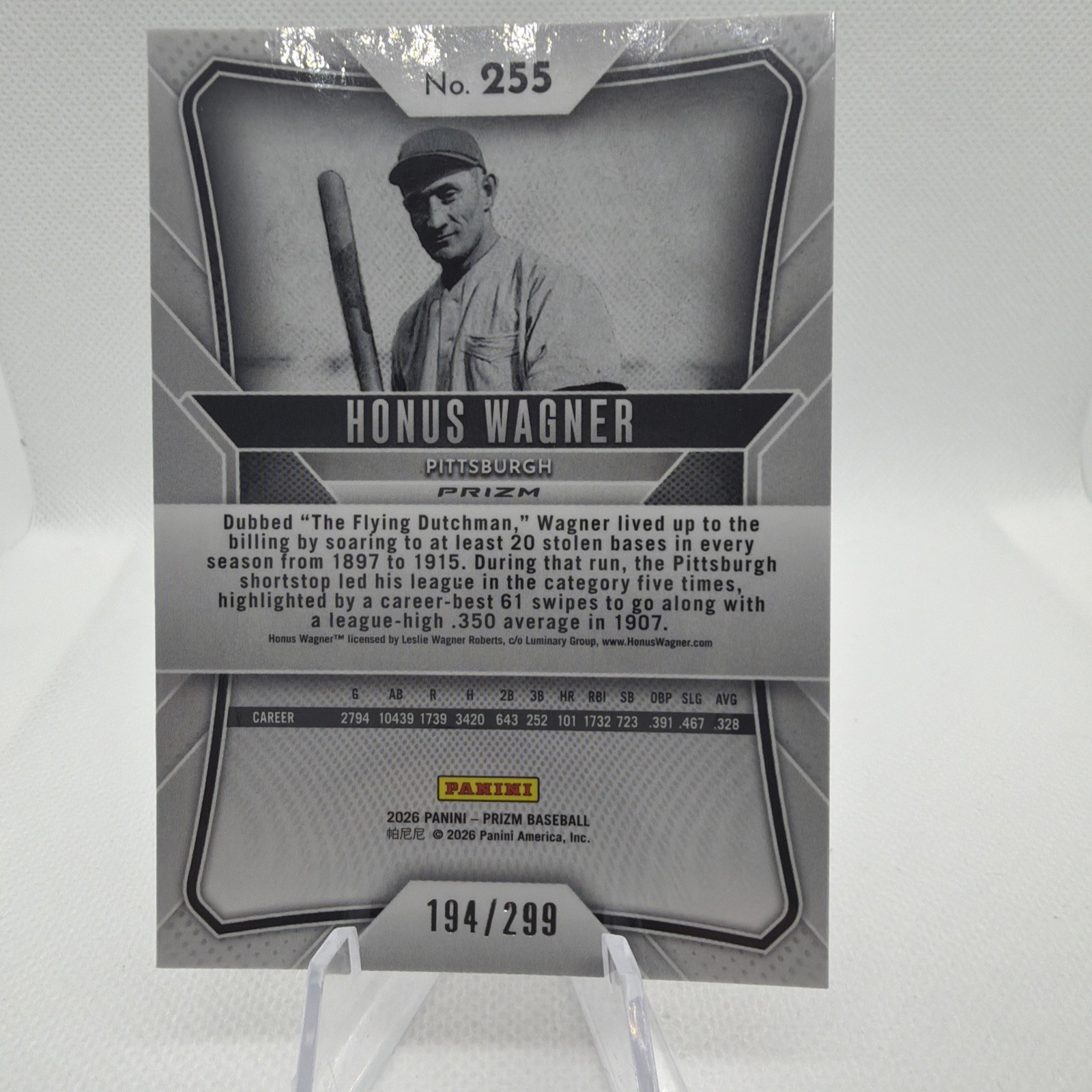 Honus Wagner 2026 Prizm Red Prizm #131/299 - Pittsburgh Pirates view 2