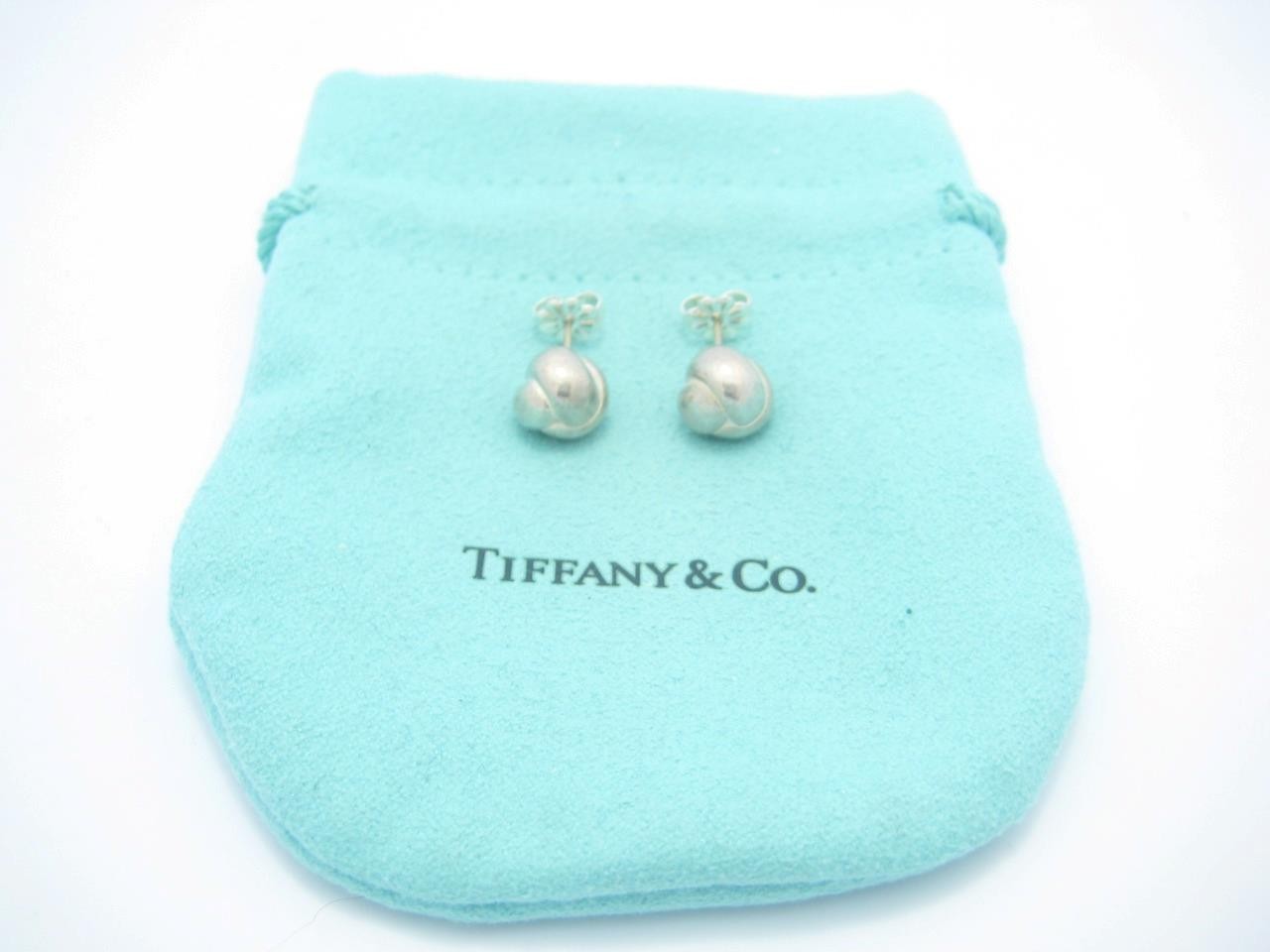 Tiffany & Co. Sterling Silver Love Knot Ball Stud Earrings - Pouch