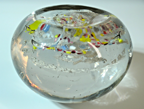 Vintage Glass Paperweight "TO MY FRIEND" Confetti 4" - Picture 3 of 3