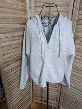 Zip Up Cardigan Sweater with Hood Size M Light Gray