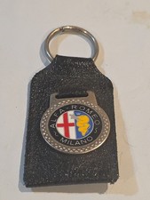 NOS 1970's Leather Alfa Romeo Milano Key Chain Fob Ring Holder Car Keychain
