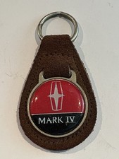 RARE 1970s VINTAGE”LINCOLN”MARK IV LEATHER METAL KEYCHAIN/KEYRING/KEYFOB LQQK