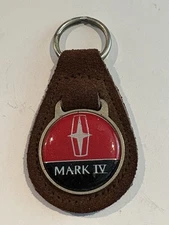 RARE 1970s VINTAGE”LINCOLN”MARK IV LEATHER METAL KEYCHAIN/KEYRING/KEYFOB LQQK