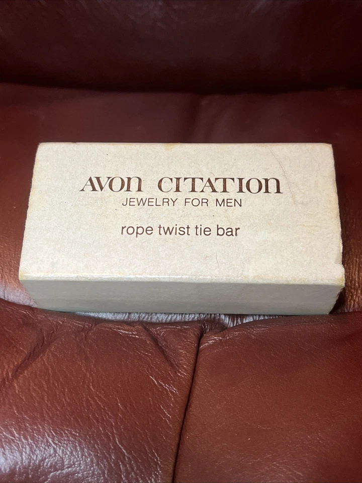 (2) Vintage Avon Dual Rope Twist Bars Gold Tie Clip Clasp With Original Box - Image 2 of 4