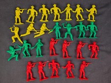 VINTAGE Tim Mee Toys Lot of 34 Plastic Cowboys  Indians Figures Red Yellow Gree