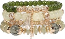 4Pcs Bohemia Multilayer Stackable Beaded Bracelets Set Colorful Crystal Stone G