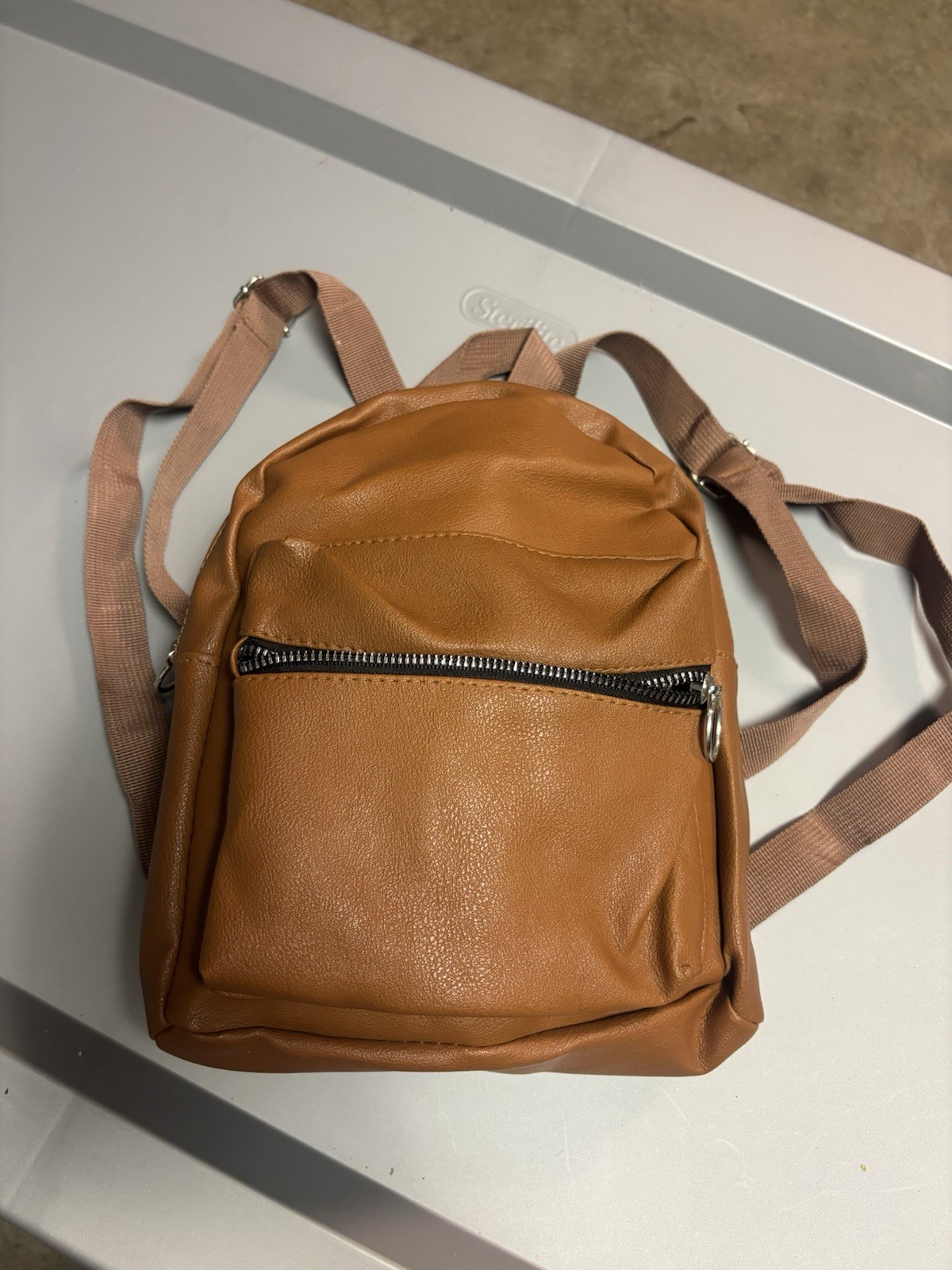 Brown Faux Leather Backpack Women Casual Travel School Bag