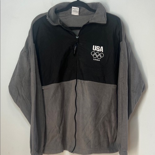 Veste polaire zippée unisexe noire et grise USA Olympics London taille XL - Photo 1/5