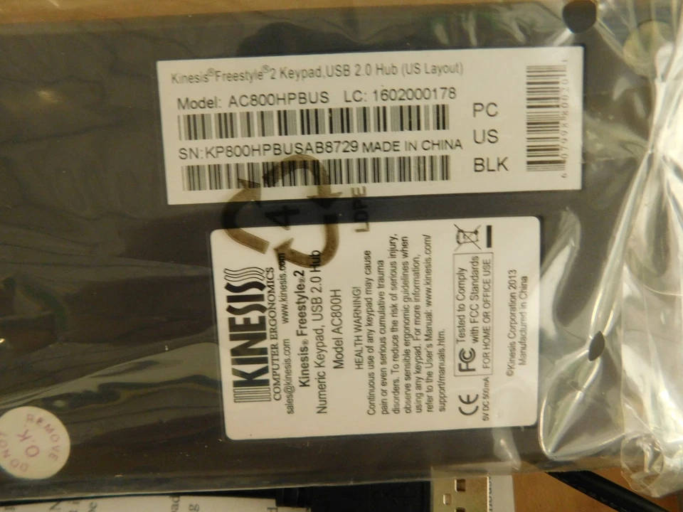 ^^ Kinesis Freistil 2 Tastenfeld USB 2.0 Hub Modell AC800HPBUS - Neu (PTQ23) - Bild 4 von 4