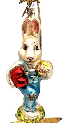 Vintage Christopher Radko Country Bunkin Bunny Rabbit Hand Made Glass Ornament